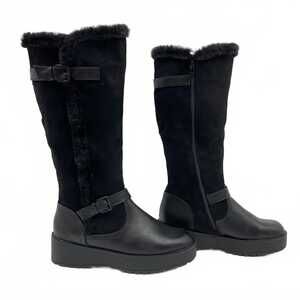 Wanted Black Faux Fur Trim Platform Knee-High Boots | Women’s 8.5